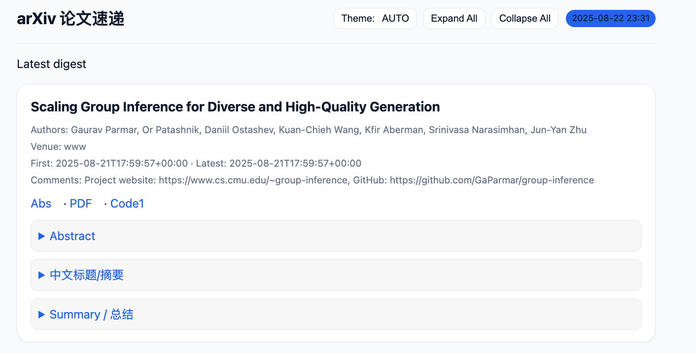 Arxiv-tracker web preview